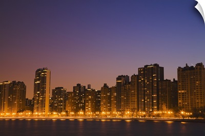 Chicago Downtown Skyline At Night, Chicago, Illinois