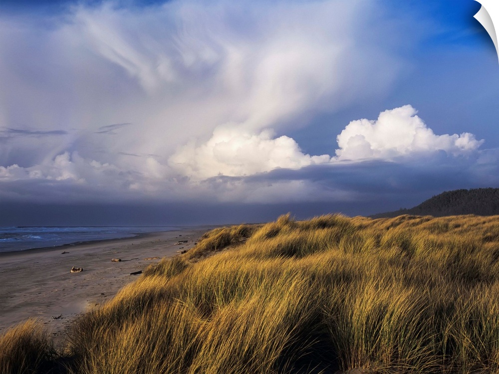 Clouds move inland over Umpqua Beach. Winchester Bay, Oregon, United States of America.