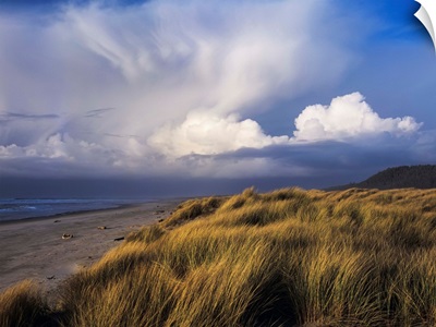 Clouds move inland over Umpqua Beach, Winchester Bay, Oregon