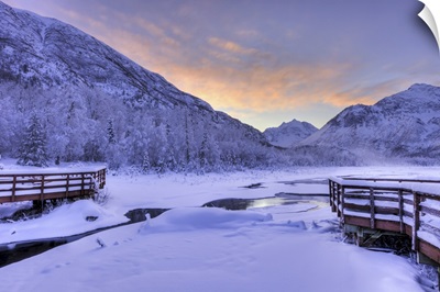 Colorful Sunrise Over A Stream, Eagle River Nature Center, Chugach State Park, Alaska