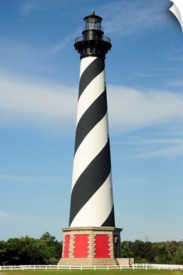 Daytime view of Cape Hatteras Lighthouse.; Cape Hatteras National Seashore, Hatteras Island, North Carolina.