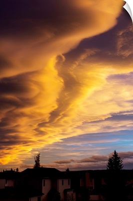 Dramatic colourful clouds at sunset, Calgary, Alberta, Canada