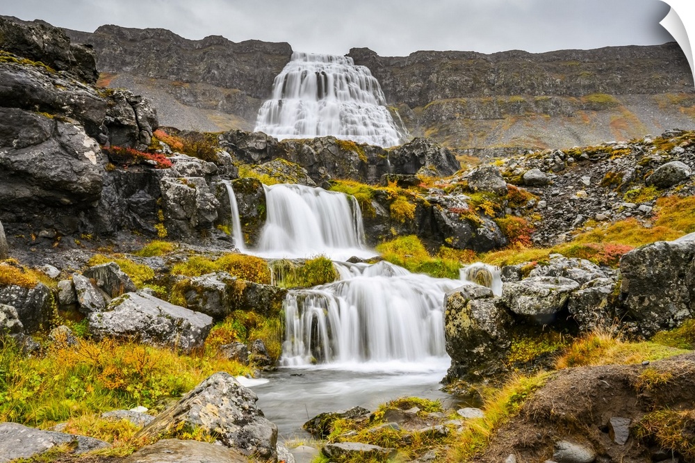 Dynjandi (also known as Fjallfoss) is a series of waterfalls located in the Westfjords, Iceland. The waterfalls have a tot...