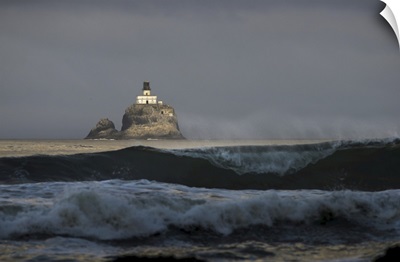 Early Sunlight Illuminates The Old Tillamook Rock Lighthouse, Cannon Beach, Oregon