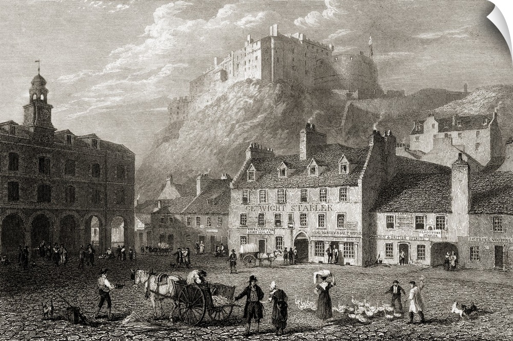 Edinburgh Castle From The Grass-Market. From The Original Painting By Lt. Col. Batty F. R. S. From The Book "Select Views ...