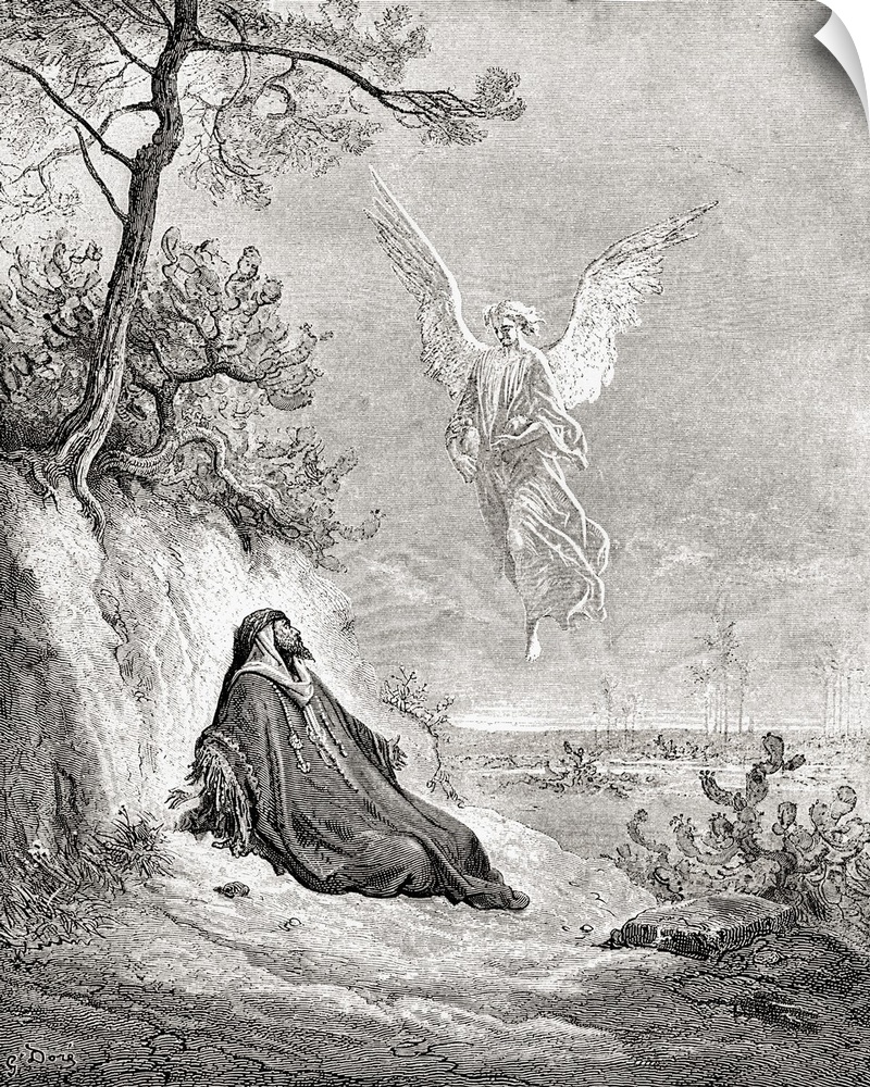 Elijah Nourished By An Angel. After A Work From The Bible By Gustave Dore. From Life And Reminiscences Of Gustave Dore, Pu...