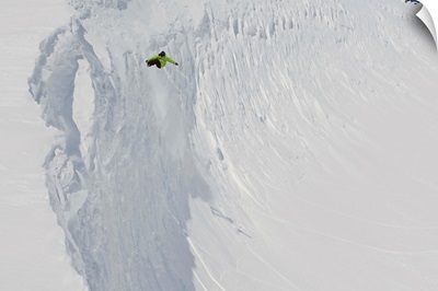 Extreme heli boarding in the mountains above Haines, Alaska