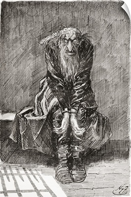 Fagin in the Condemned Cell. Illustration for the novel Oliver Twist