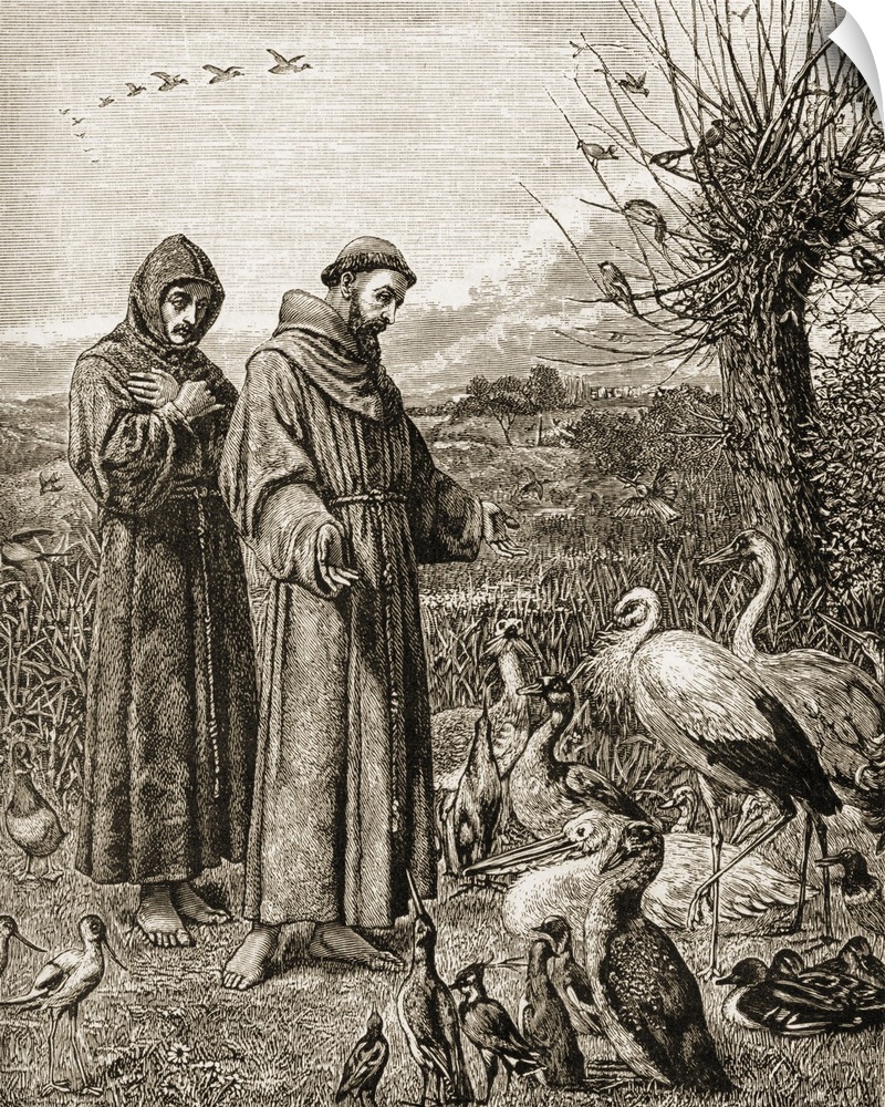 Saint Francis Of Assissi, C. 1181-1226. Founder Of The Franciscan Order. St. Francis Preaching To The Birds. From The Pict...