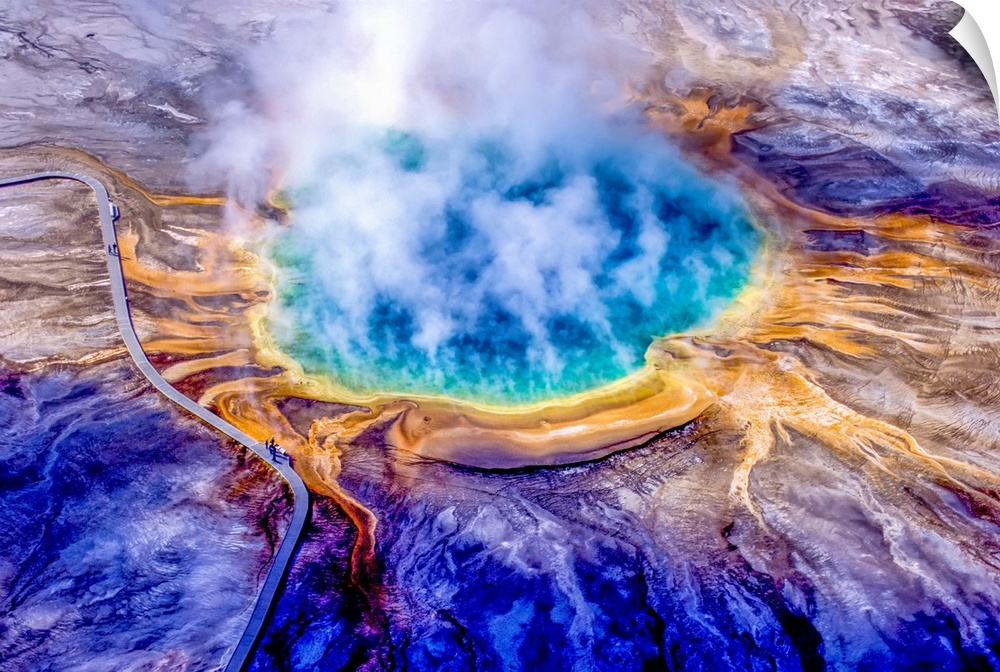 Grand Prismatic Spring is one of the largest and most beautiful examples of a common hydrothermal feature in Yellowstone N...