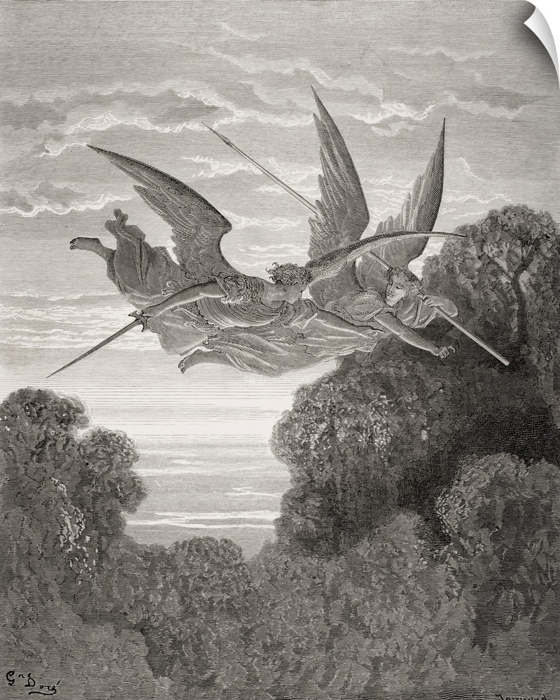 Engraving By Gustave Dore, 1832-1883, French Artist And Illustrator, For Paradise Lost By John Milton, Book IV, Lines 798 ...