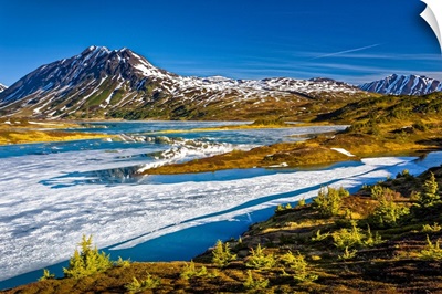 Half Frozen Lost Lake In The Morning, Chugach Mountains, Kenai Peninsula, Seward, Alaska