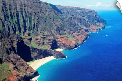Hawaii, Kauai, Napali Coast Aerial Along Rugged Cliffs