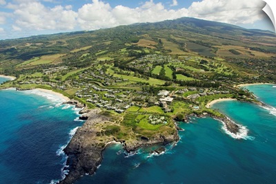Hawaii, Maui, Aerial Of Kapalua Resort Along The Ocean