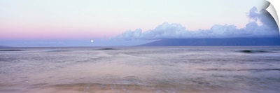 Hawaii, Maui, Misty Morning Skies And Ocean, Molokai In Distance