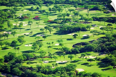 Hawaii, Maui, Wailea, Aerial Of Wailea Gold And Emerald Golf Courses