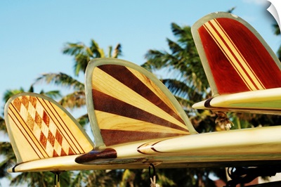 Hawaii, Oahu, Colorful Hawaiian Design Surfboards Fins
