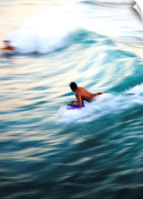 Hawaii, Oahu, Surfer Riding A Wave