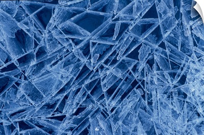 Ice Crystals Formed on Portage River Alaska Winter
