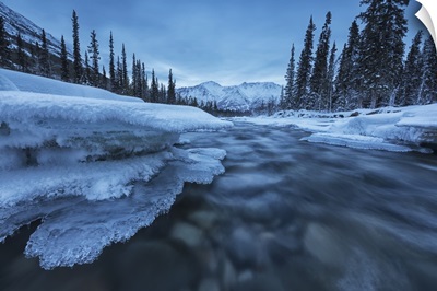 Ice Forms On The Wheaton River Near Whitehorse, Yukon, Canada