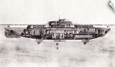 Illustration Of A Lake Submarine, Used During World War One