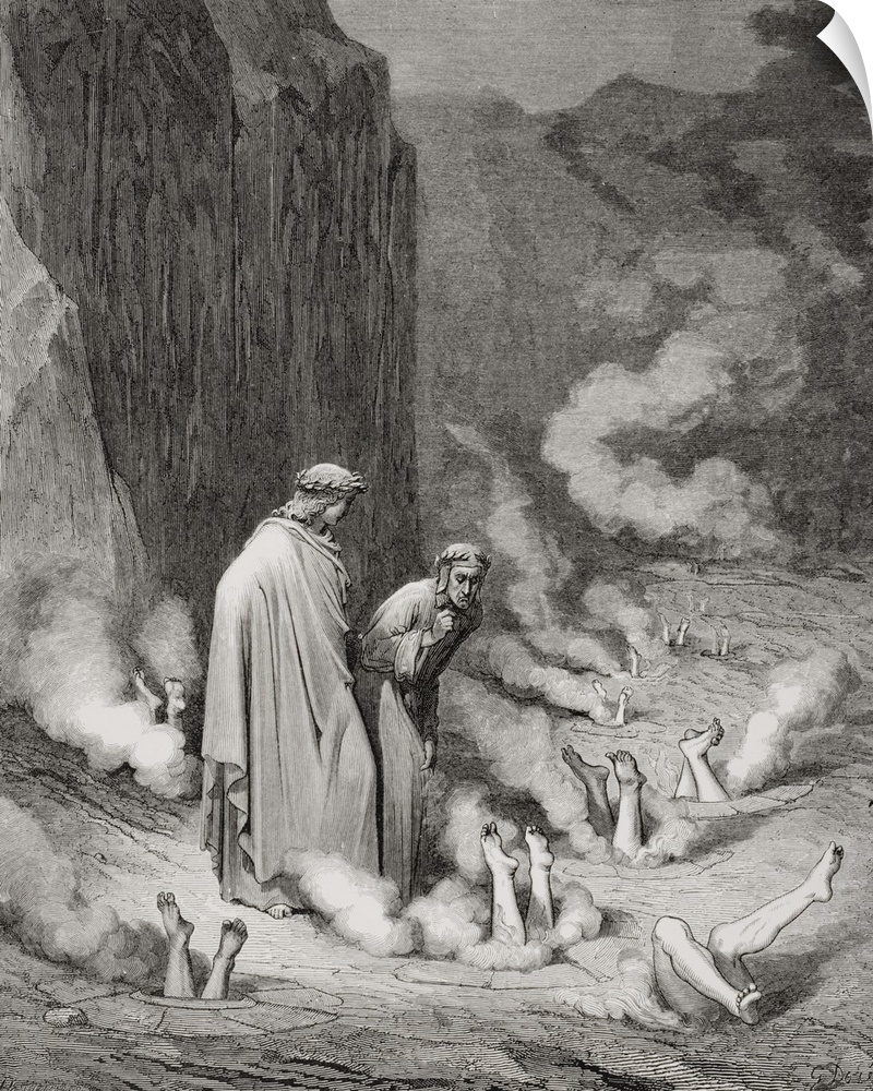 Engraving By Gustave Dore, 1832-1883, French Artist And Illustrator, For Inferno By Dante Alighieri, Canto XIX, Lines 10 A...