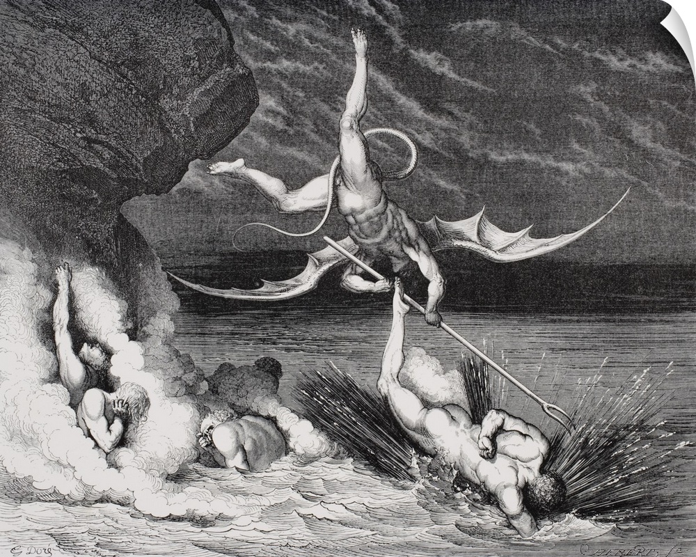 Engraving By Gustave Dore, 1832-1883, French Artist And Illustrator, For Inferno By Dante Alighieri, Canto XXII, Lines 125...