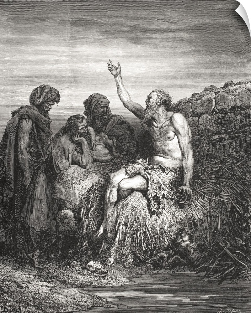 Engraving From The Dore Bible Illustrating Job VI, 1 To 4, Job And His Friends, By Gustave Dore, 1832-1883, French Artist ...