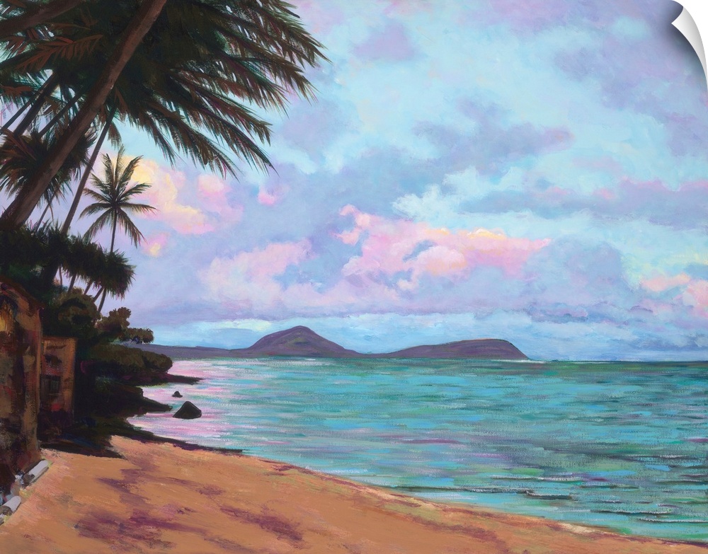 Koko Palms, Hawaii, Oahu, View Of Koko Head From Quiet Beach (Acrylic Painting).