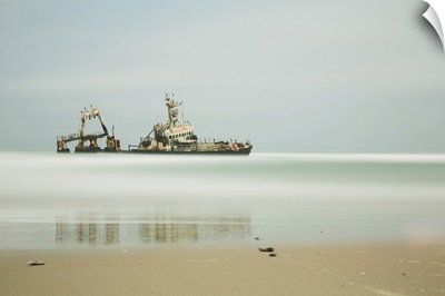 Long Exposure Of An Unnamed Shipwreck Along The Skeleton Coast, Namibia