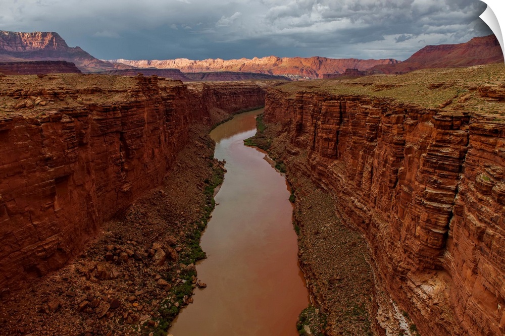 Looking on Lees Ferry and the canyon walls on the Colorado River, the beginning of the Grand Canyon, Lees Ferry, Coconino ...
