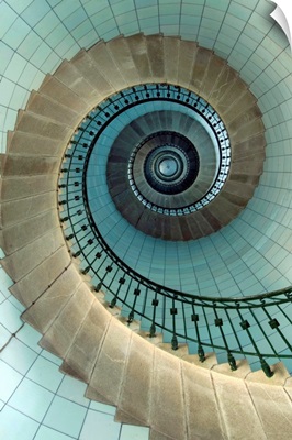 Looking Up The Spiral Staircase Of The Lighthouse, Ile Vierge, France