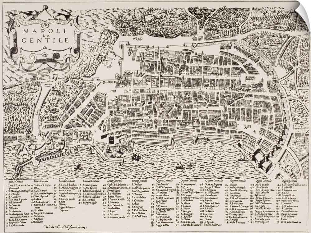 Map Of Naples Italy, Undated But Put As Circa 1600 By Map Room British Museum.
