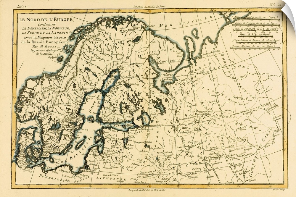 Map Of Northern Europe, Circa. 1760. From "Atlas De Toutes Les Parties Connues Du Globe Terrestre,"? By Cartographer Rigob...