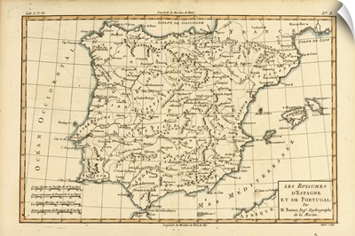 Map Of Spain And Portugal, Circa 1760
