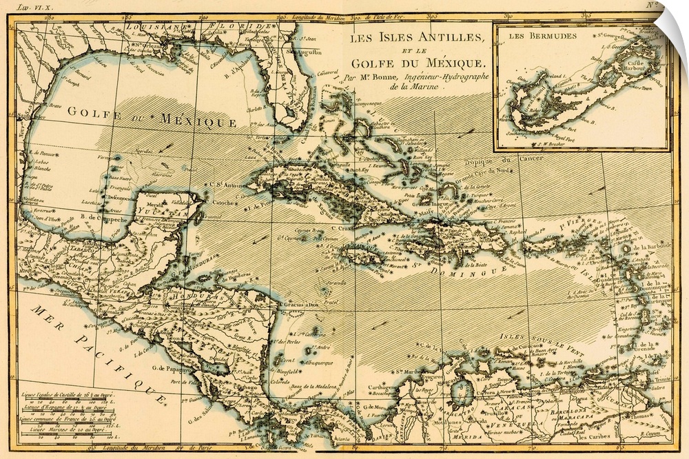 Map Of The West Indies And The Mexican Gulf, Circa. 1760. From "Atlas De Toutes Les Parties Connues Du Globe Terrestre,"? ...