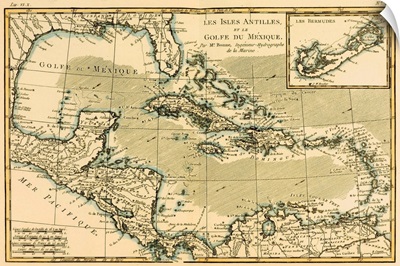 Map Of The West Indies And The Mexican Gulf, Circa 1760