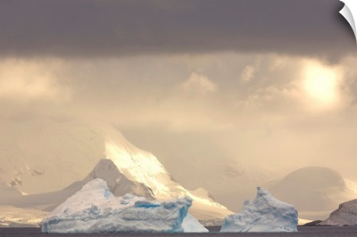 Massive Icebergs Drift Through The Errera Channel In The Antarctic Archipelago