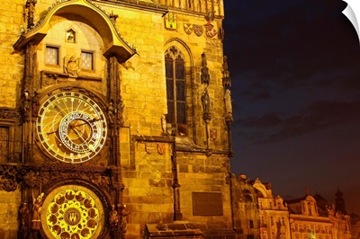 Night Lights Of The Astronomical Clock, The Old Town Hall, Prague, Czech Republic