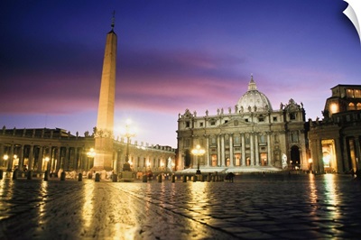 Nightfall At The Square At St. Peter's. The Vatican. Rome, Italy