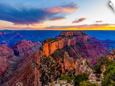 North Rim Of The Grand Canyon At Sunset, Arizona, United States Of America