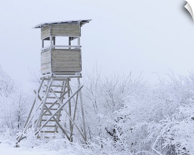 Observation Tower In Winter, Mathesberg, Rhon, Hesse, Germany
