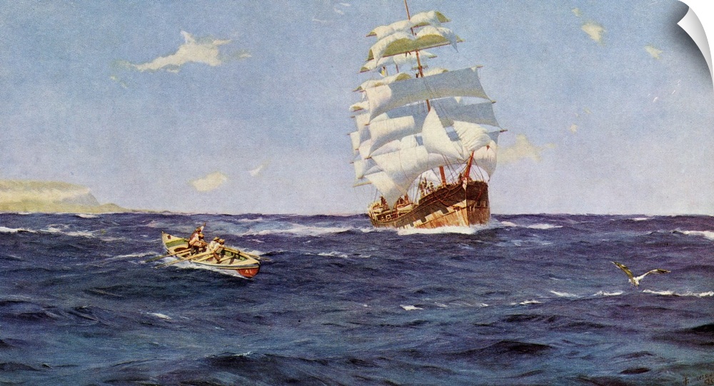 Off Valparaiso. Painting By Thomas Jaques Somerscales. A Clipper Under Sail. From The World's Greatest Paintings, Publishe...