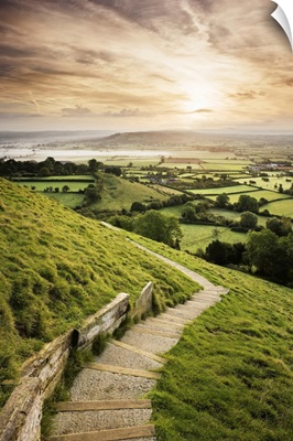 Overview Of Farmland, Somerset, England