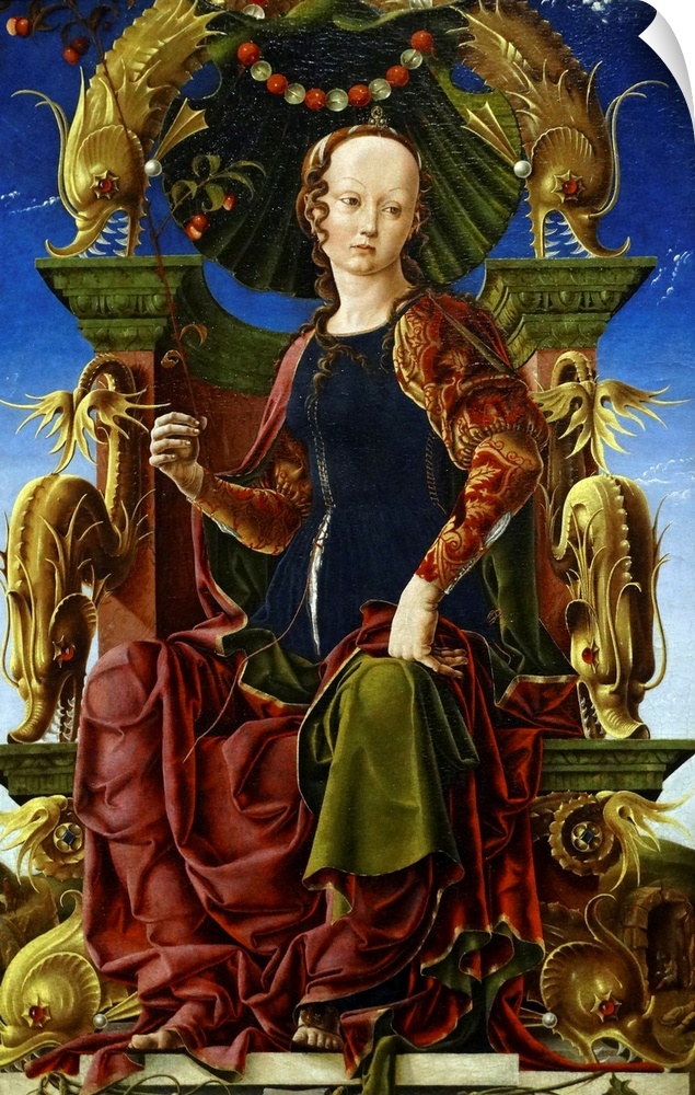 Painting of an Allegorical Figure of Calliope by Cosimo Tura, an Italian early Renaissance (or Quattrocento) painter. Date...