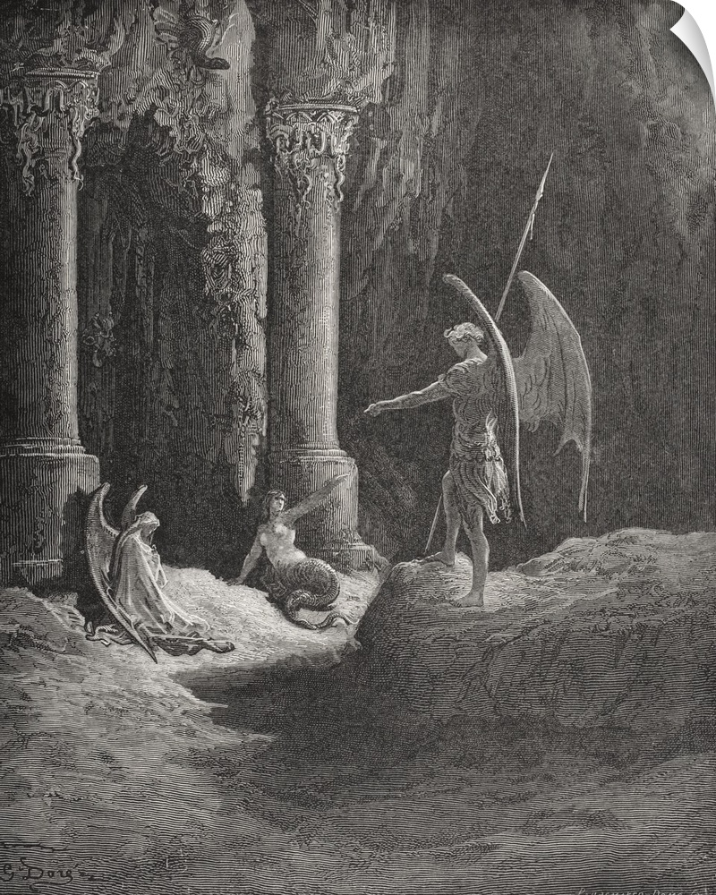 Engraving By Gustave Dore, 1832-1883, French Artist And Illustrator, For Paradise Lost By John Milton, Book II, Lines 648 ...