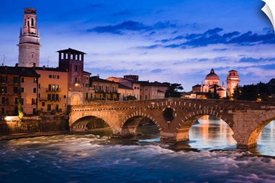 Ponte Pietra Over Adige River, Verona, Veneto, Italy