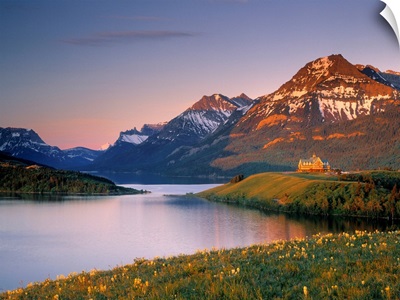 Prince Of Wales Hotel And Middle Waterton Lake, Alberta, Canada