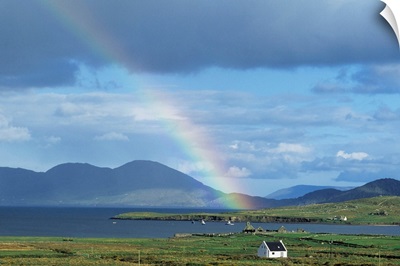 Rainbow Over Mountains, Ballinskelligs, Ring Of Kerry, County Kerry, Republic Of Ireland
