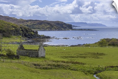 Remains Of A Stone House On The Isle Of Skye In Scotland, United Kingdom